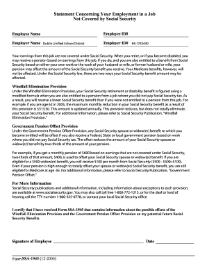Statement Concerning Employment Not Covered by Social Security