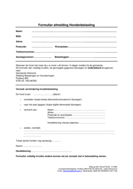 Formulier afmelding Hondenbelasting