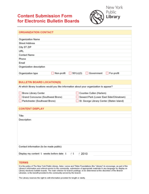 Content Submission Form for Electronic Bulletin Boards