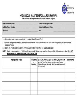Hazardous Waste Disposal Form WDF3