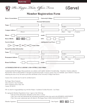 Phi Kappa Theta Member Registration Form