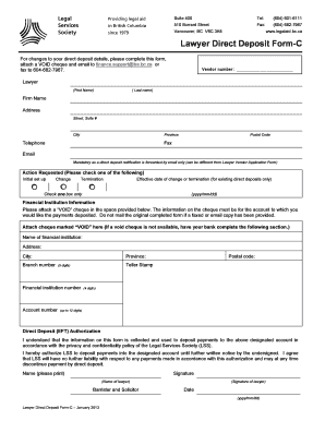 Lawyer Direct Deposit Form