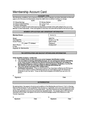 Membership Account Card