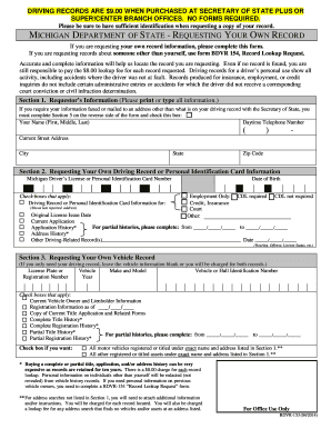 Michigan Driving Record Request Form
