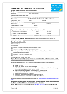 Applicant Declaration and Consent