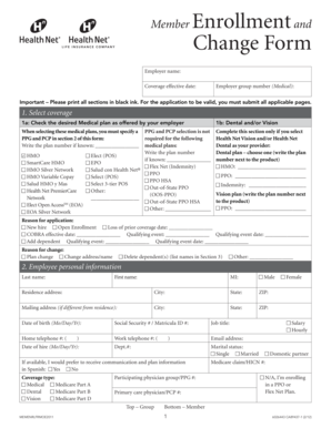 Health Net Member Enrollment and Change Form