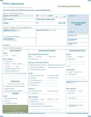 Parasitology Requisition Form