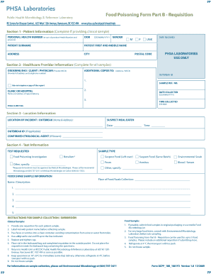 Food Poisoning Form Part B - Requisition