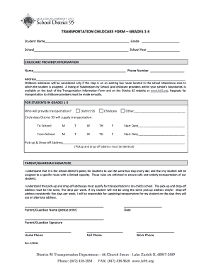 Transportation Childcare Form