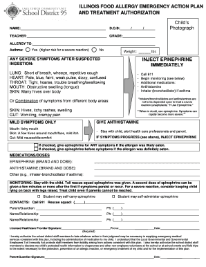 Illinois Food Allergy Emergency Action Plan