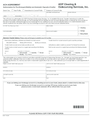 ACH Agreement for Securities Transactions