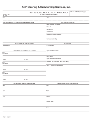 Institutional New Account Application