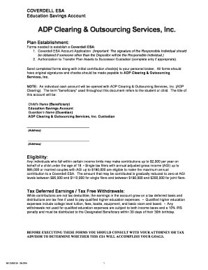 Coverdell ESA Custodial Account Agreement