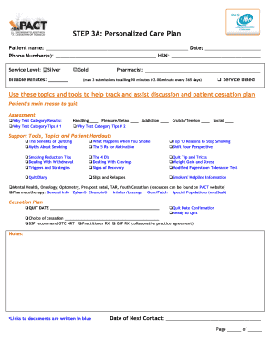 Personalized Care Plan for Smoking Cessation