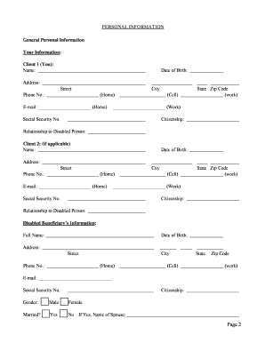 Special Needs Trust Questionnaire