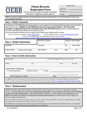 OEBB Fitness Rewards Registration Form