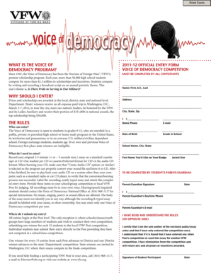 Voice of Democracy Scholarship Entry Form