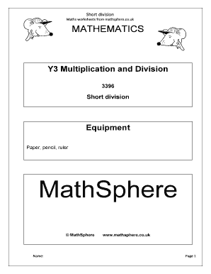 Short Division Worksheet