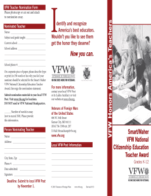 VFW Teacher Nomination Form