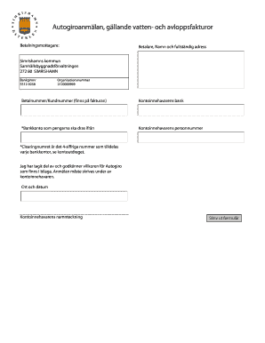 Autogiro Registration for Water and Sewer Bills
