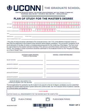 Plan of Study for Master’s Degree
