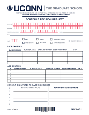 UConn Graduate Center Schedule Revision Request