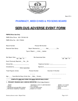 Serious Adverse Event Form