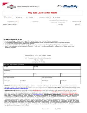 May 2015 Lawn Tractor Rebate