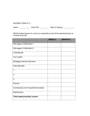 Income and Expenditure Forms