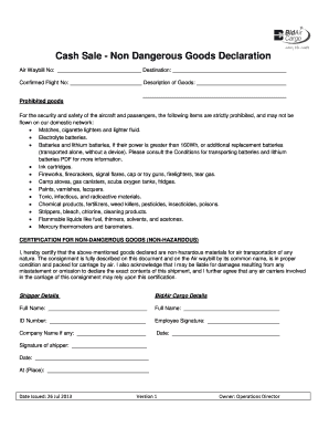 Non-Dangerous Goods Declaration
