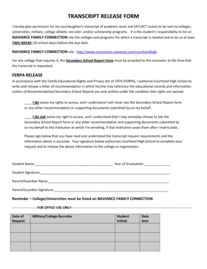 Transcript Release Form
