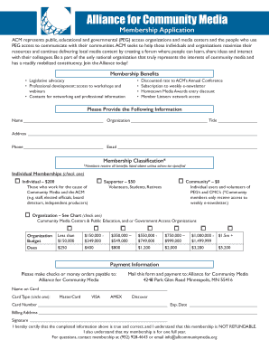 Alliance for Community Media Membership Application