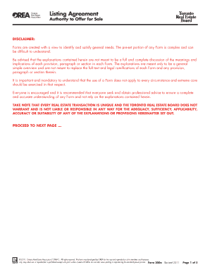 Toronto Real Estate Listing Agreement