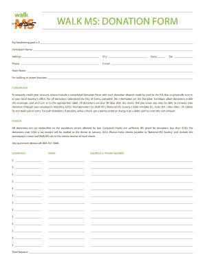 Walk MS Donation Form