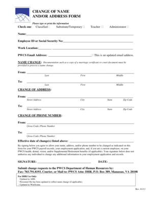 Change of Name and Address Form