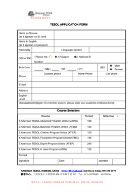 TESOL Application Form
