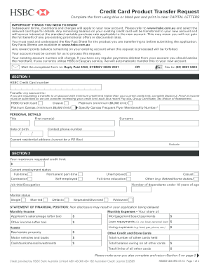 HSBC Credit Card Product Transfer Request