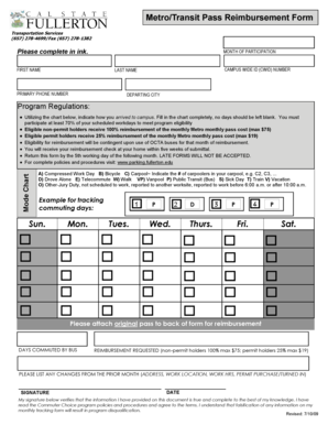 Metro Pass Reimbursement Form