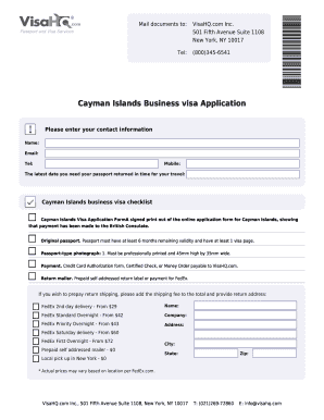 Cayman Islands Business Visa Application