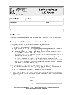 City of Los Angeles Contractor Certification Form