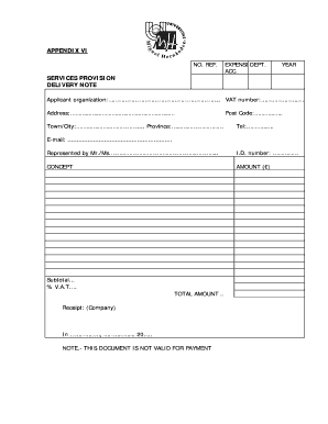Delivery Note Form