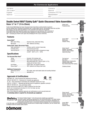 Double Swivel MAX/Safety Quik Quick-Disconnect Valve Assembly Order Form