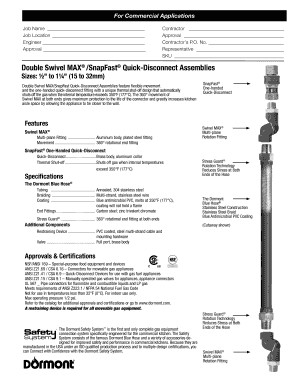 Double Swivel MAX/SnapFast Quick-Disconnect Assembly Form