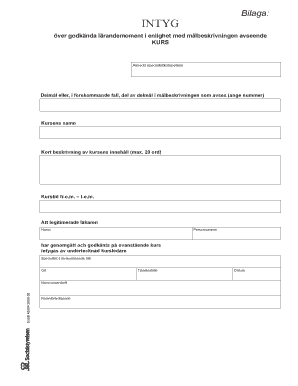 Swedish Medical Course Completion Certificate