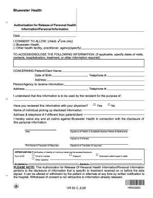 Authorization for Release of Personal Health Information