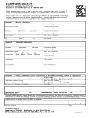 Student Certification Form