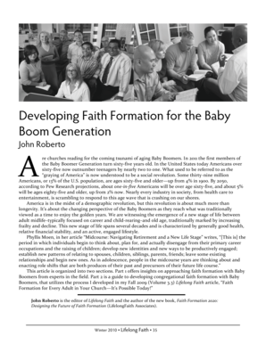 Developing Faith Formation for the Baby Boom Generation