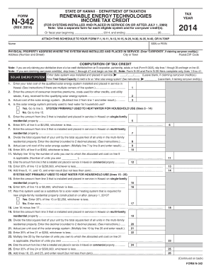 Hawaii Renewable Energy Technologies Tax Form N-342