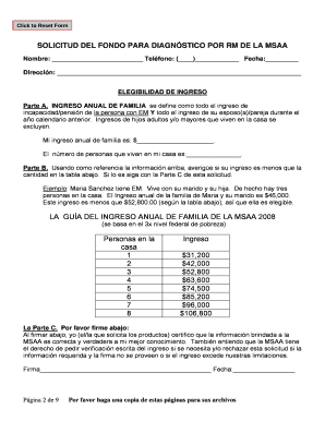 Solicitud del Fondo para diagnóstico por RM de la MSAA