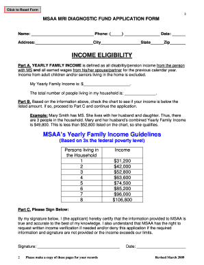 MSAA MRI Diagnostic Fund Application